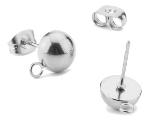 Base para brinco com tarracha - 20 unid. Niquelada