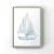 Quadro ilustrativo de um barco à vela em tons de azul e branco.
