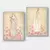Kit de dois quadros com imagens de Santa Rita e Nossa Senhora de Fátima, decorados com flores rosa.