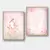 Kit de dois quadros com tema religioso, apresentando um anjo da guarda e uma oração em fundo rosa.