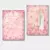 Kit de dois quadros com as imagens de Ave Maria e Nossa Senhora de Lourdes, em fundo rosa com flores.