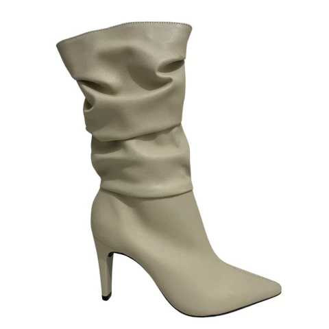 BOTA FEMININA CANO MÉDIO SALTO FINO DRAPEADA - comprar online