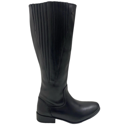 BOTA FEMININA MONTARIA COURO DETALHE EM RECORTES