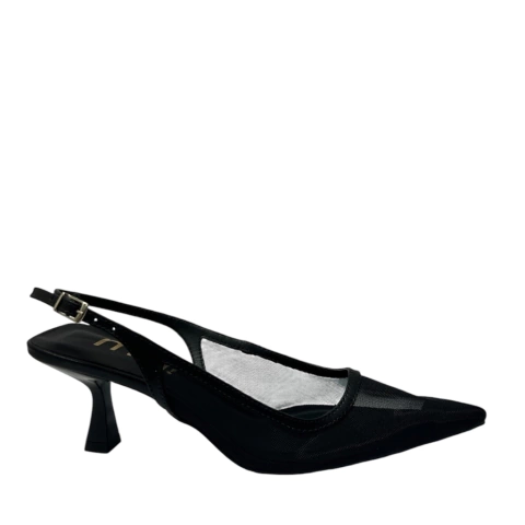 SCARPIN FEMININO SALTO MIDI COM DETALHE EM TELA