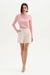 BLUSA FEMININA FLOR DE LIS MANGA LOGA COM DETALHES NO OMBROS