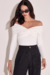 BLUSA FEMININA LINZZI OMBRO A OMBRO MANGA LONGA DRAPEADA - comprar online