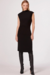 VESTIDO FEMININO LINZZI MIDI DRAPEADO GOLA ALTA