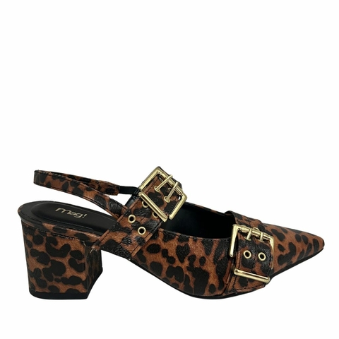 SLINGBACK FEMININO SALTO BLOCO COM DUAS FIVELAS