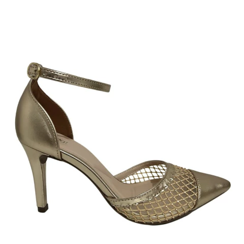 SCARPIN FEMININO COM DETALHE EM TELA E CALCANHAR FECHADO
