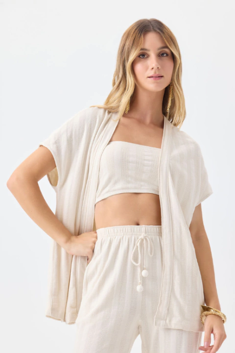 KIMONO FEMININO FLOR DE LIS SOLTO COM TOP - comprar online