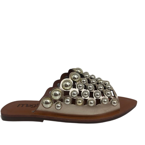 RASTEIRA FEMININA COM ESFERAS METÁLICAS E DETALHE VAZADO - comprar online