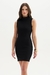 VESTIDO FEMININO FLOR DE LIS JUSTO CURTO COM GOLA ALTA