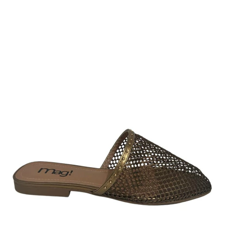 MULE FEMININO METALIZADO COM TELA