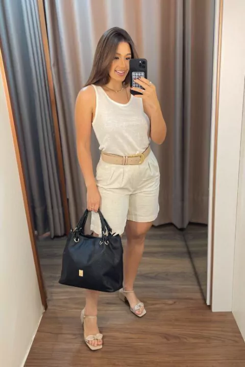 BERMUDA FEMININA FLOR DE LIS COM BOLSOS