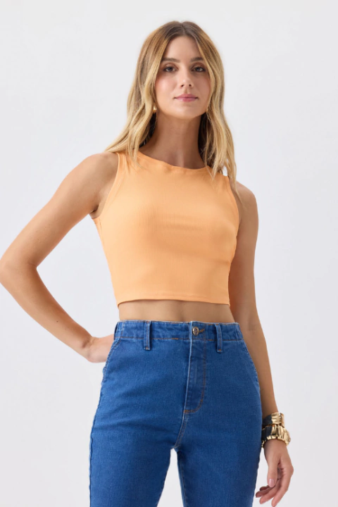CROPPED FEMININO FLOR DE LIS JUSTO SEM MANGA - comprar online