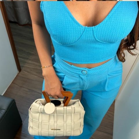 CROPPED FEMININO FLOR DE LIS COM LASTEX ATRAS - comprar online