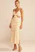 VESTIDO FEMININO LINZZI MIDI COM DETALHE DE LAÇO E RECORTES