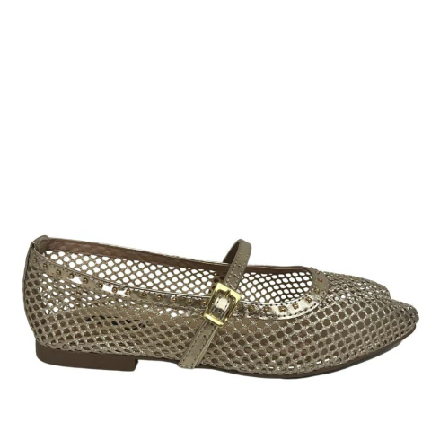 FLAT BALLET FEMININA EM TELA METALIZADA
