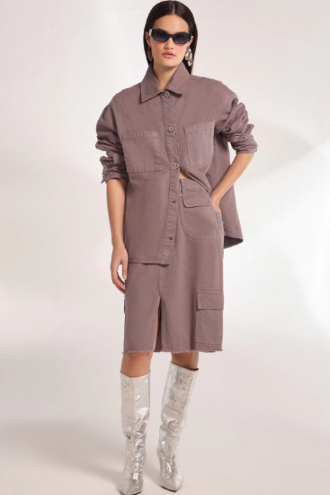 SAIA CARGO FEMININA LINZZI MIDI COM FENDA FRONTAL