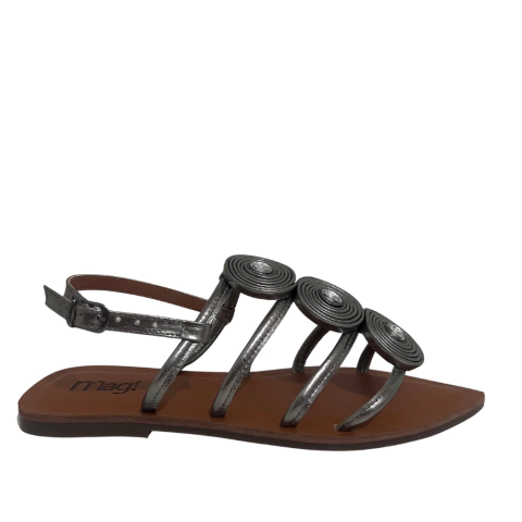 RASTEIRA FEMININA COURO BICO FOLHA COM DETALHE EM PEDRARIA