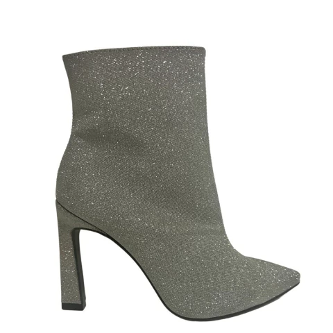 BOTA FEMININA CANO CURTO SALTO ALTO COM BRILHO