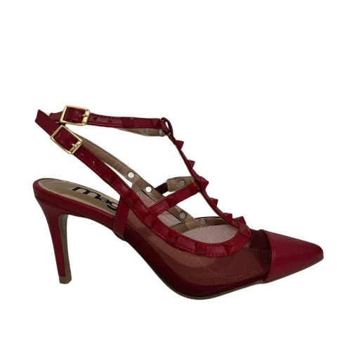 SCARPIN FEMININO COM SPIKES NAS TIRAS E DETALHE EM TELA - comprar online