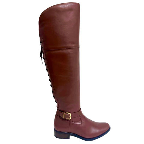 BOTA FEMININA OVER SEM SALTO DETALHE E AMARRAÇÃO EM COURO