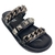 SANDÁLIA FEMININA PAPETE DE TRÊS TIRAS COM CORRENTE E SPIKES - comprar online