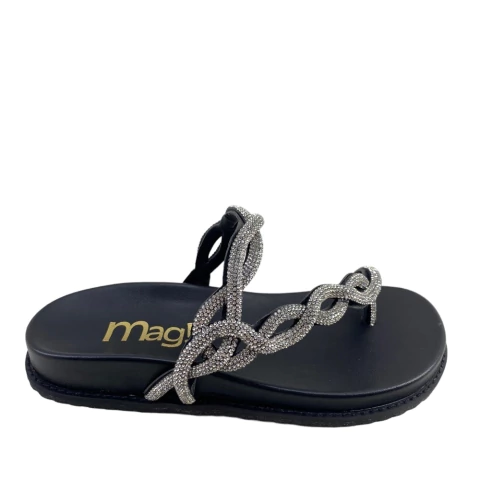 BIRKEN FEMININA COM TIRAS ENTRELAÇADAS EM STRASS