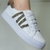 TÊNIS FEMININO COURO TRADICIONAL BRANCO DETALHE EM GLITTER