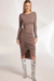 VESTIDO FEMININO LINZZI JUSTO DRAPEADO MANGA LONGA