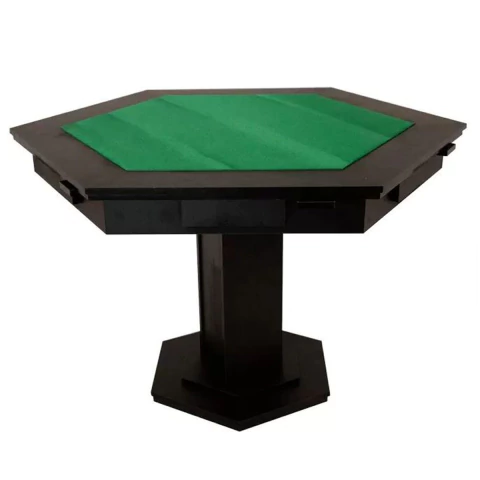 Mesa De Carteado Sextavada c/ Gavetas e Porta Copos