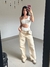 CALÇA CARGO PESPONTOS CREME