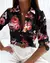 Camisa de manga comprida feminina estampada