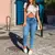 Calça jeans de cintura alta feminina