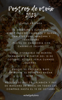 Curso online postres de otoño 2023 en internet