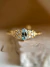 Anel Medieval em Ouro Amarelo 18k com Água-Marinha e Diamantes (Pronta-Entrega)