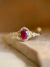 Anel Antique em Ouro 18k com Rubi e Diamantes