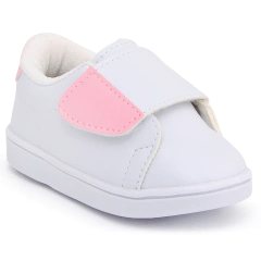 Tênis Infantil Menina Com Velcro Branco/Rosa Baby Love
