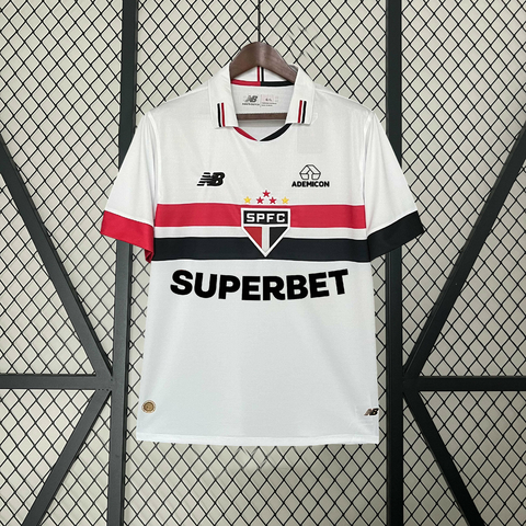 Camisa São Paulo C/ Patrocínios I Home 2024 Torcedor New Balance Masculino - Branco