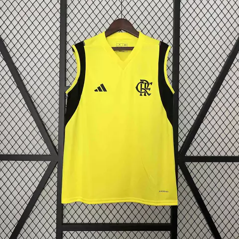 Camisa Flamengo Treino Regata 24/25 Torcedor Adidas Masculino - Amarelo e Preto