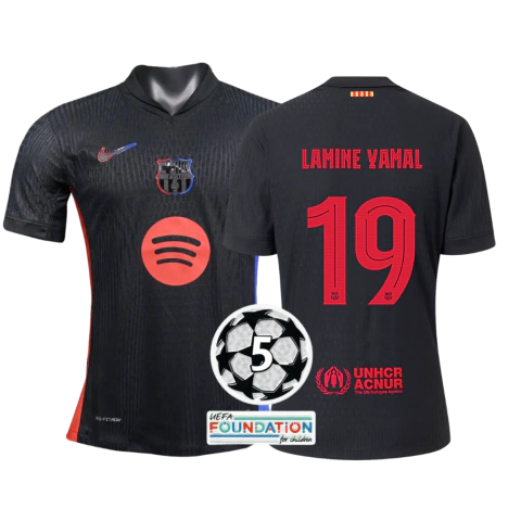 Camisa Barcelona Away 24/25 Versão Jogador #Lamine Yamal 19 com Patch Champions League Nike Masculino - Preto - comprar online