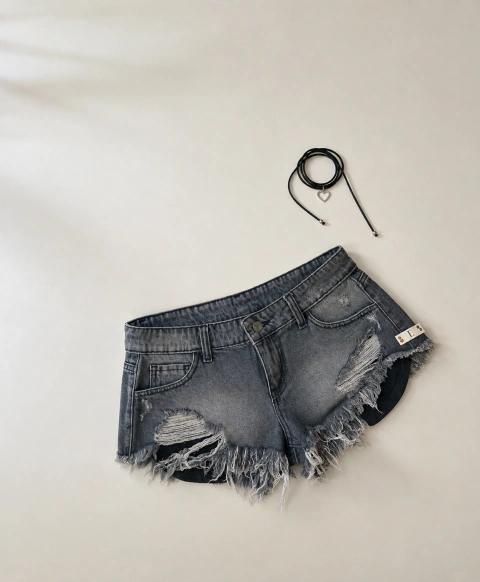 Short tiro bajo gris