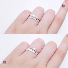 Par Aliança Fosca Diamantada com Masculina Lisa com Friso Espelhado (3.5mm) + Anel Solitário Grátis - comprar online
