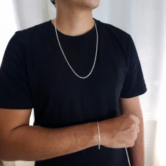 Kit Corrente com Pulseira Grumet Linha Leve 3mm (70cm) Prata Italiana 925 Legítima - comprar online
