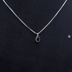 Colar Ponto de Luz Gota Zircônia Verde (40cm;45cm;50cm) Prata 925 - HOMEM DA PRATA JOIAS