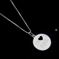 Colar Eu Amo Praia (40cm;45cm;50cm) Prata 925