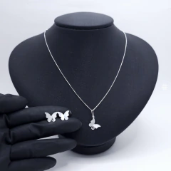 Conjunto Borboleta (40cm,45cm,50cm) Prata 925 - HOMEM DA PRATA JOIAS