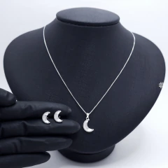 Conjunto Lua Cravejado Zircôrnia (40cm,45cm,50cm) Prata 925 na internet