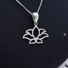 Colar flor de lótus (40cm;45cm;50cm) Prata 925 na internet